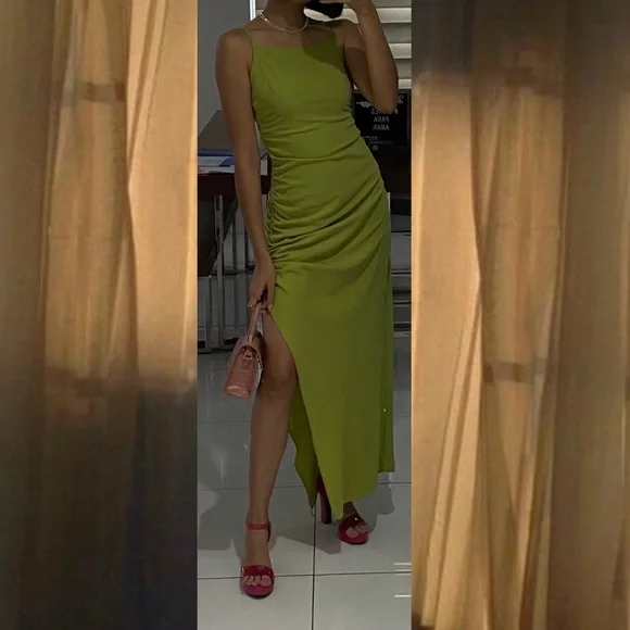 lulus lime green dress Olive Harvest Mini Sweater Dress main image 0